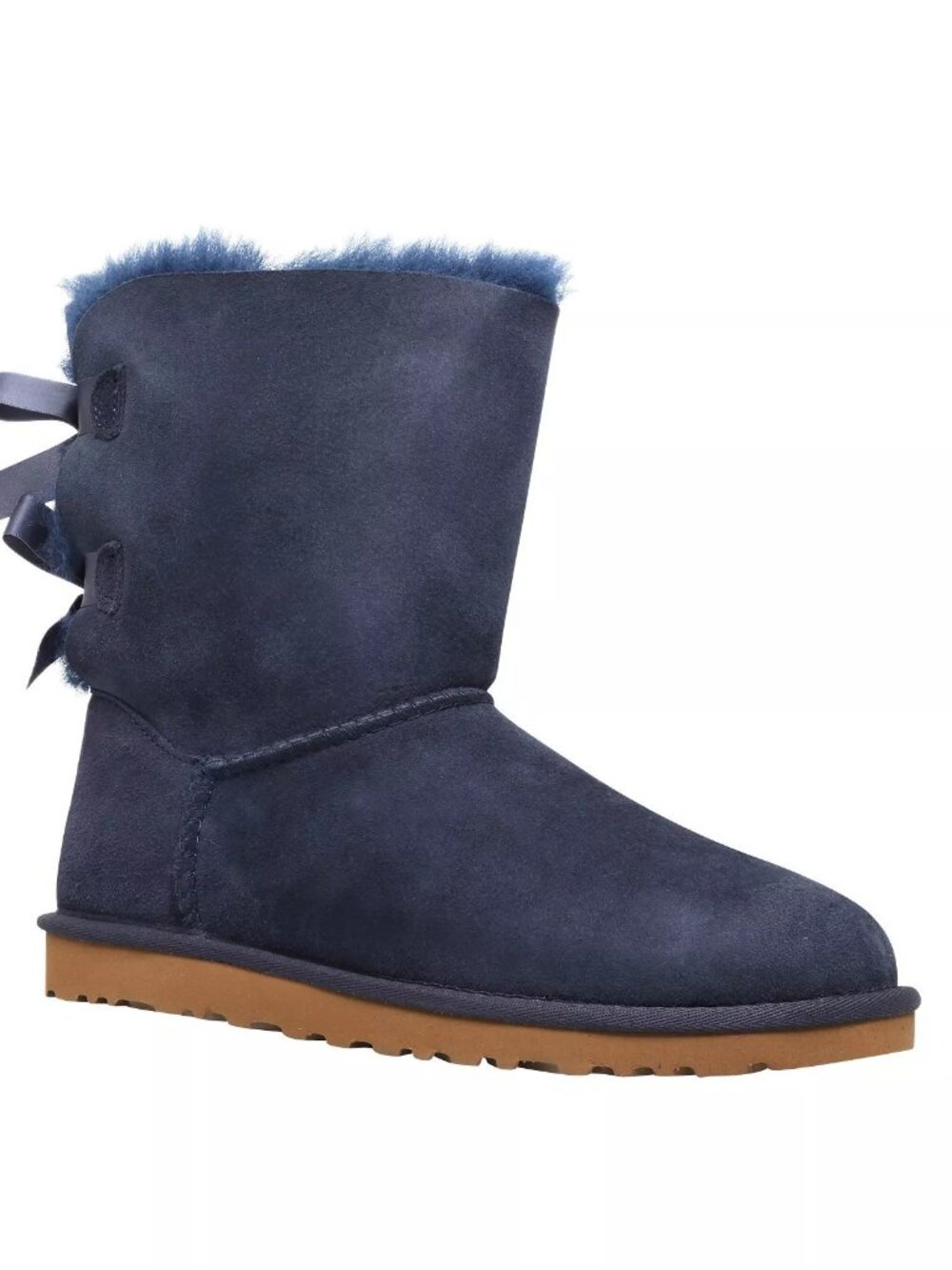 UGG Women's Royal Blue Bailey Bow Mid-Calf Suede Winter Boots Size 8